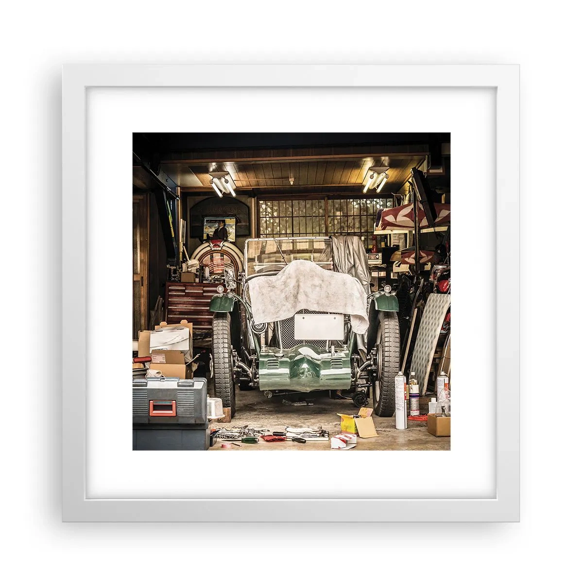 Plakat i hvid ramme - Tilbage til fortiden - 30x30 cm