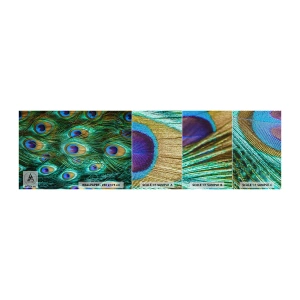 Prøve Fototapet Premium Canvas - En påfugls blik - Abstraktion, Påfuglefjer, Fuglens fjer - 100x30 cm