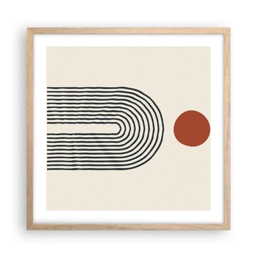 Plakat i ramme af lyst egetræ - Magnetisme af former og farver - 50x50 cm