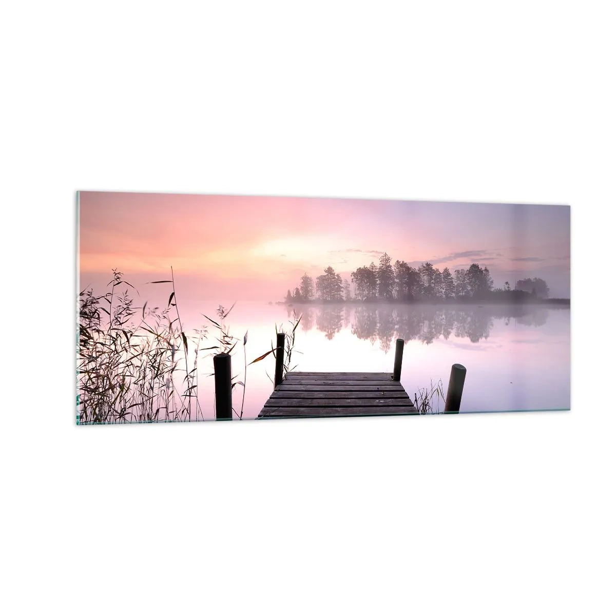 Billede på glas - Ud af den lilla tåge... - 100x40 cm