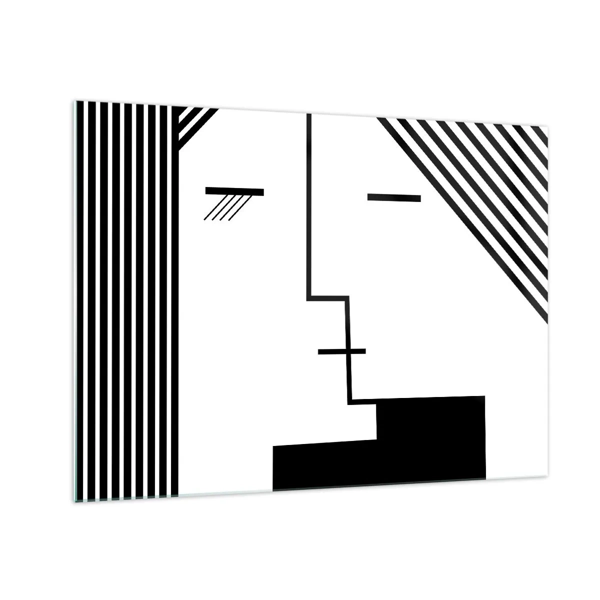 Billede på glas - En grafisk version af et kys i minimalistisk stil - 70x50cm - Bare et kys - Moderne vægdekoration til stue og soveværelse ARTTOR