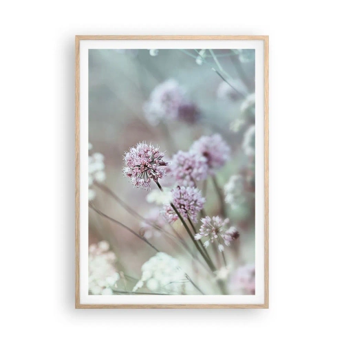 Plakat i ramme af lyst egetræ - Søde filigranurter - 70x100 cm