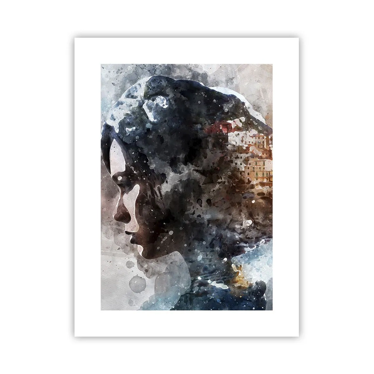 Plakat - Historien om en pige med en by i baggrunden - 30x40 cm