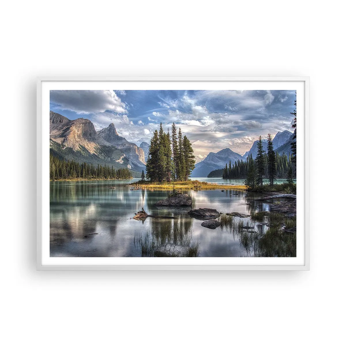 Plakat i hvid ramme - Over store og klare vande… - 100x70 cm