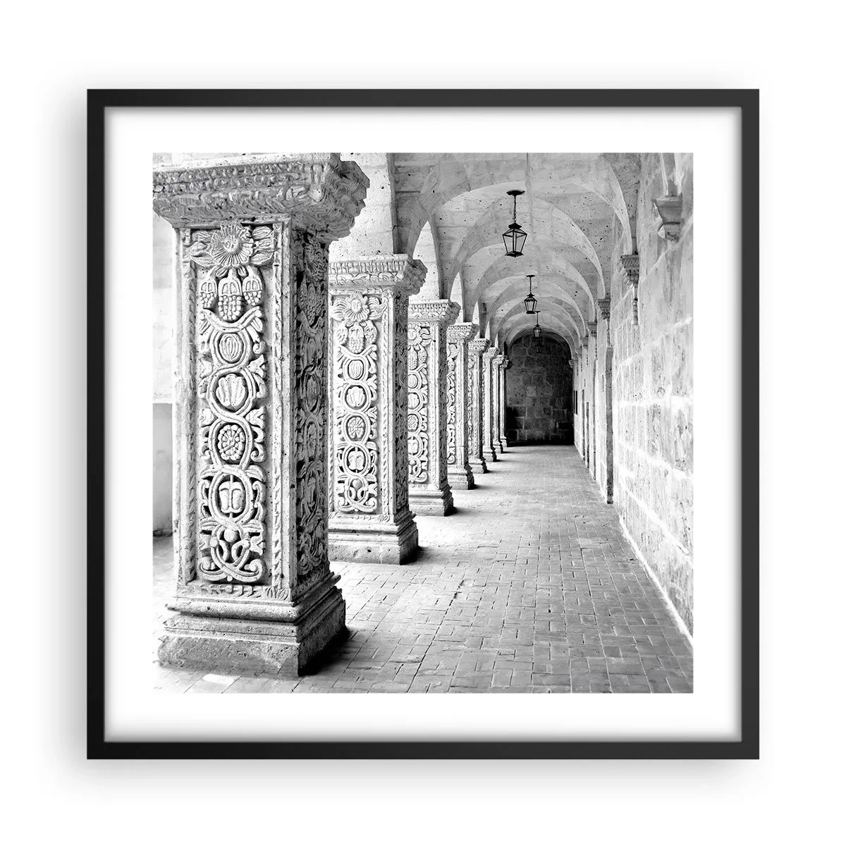 Plakat i sort ramme - Og hvor går det hen...? - 50x50 cm