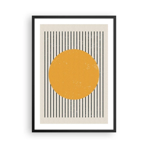 Plakat i sort ramme - Geometrisk komposition med orange cirkel og linjer - 50x70cm - Enkelthedens kraft - Moderne vægdekoration til stue og soveværelse ARTTOR