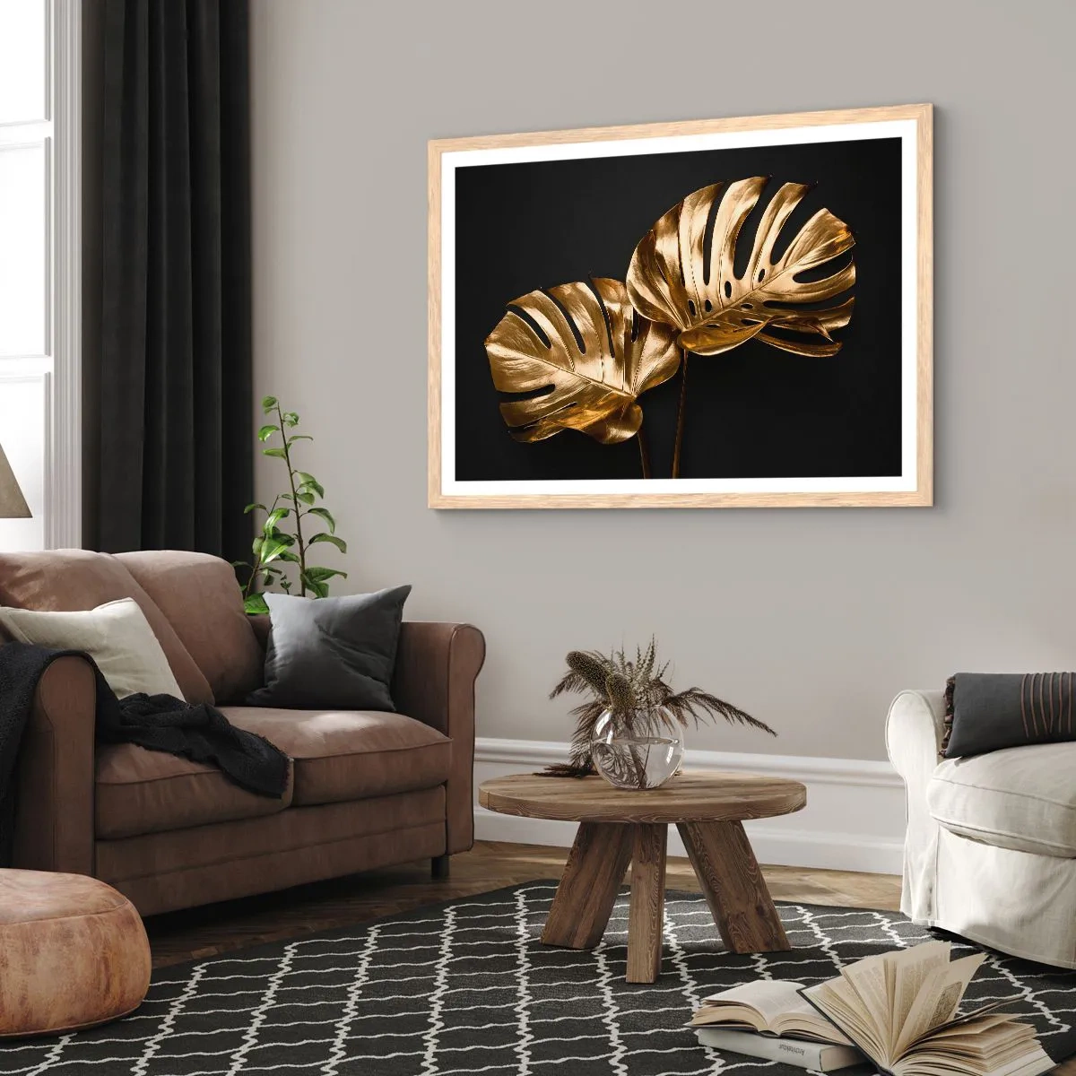 Plakat i ramme af lyst egetræ - Naturens skatte - 100x70 cm