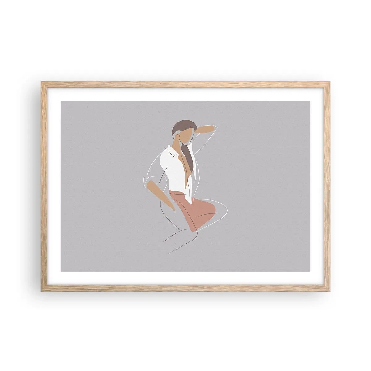 Plakat i ramme af lyst egetræ - Omrids af nåde - 70x50 cm