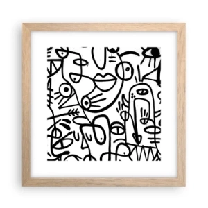 Plakat i ramme af lyst egetræ - Ansigter og luftspejlinger - 30x30 cm