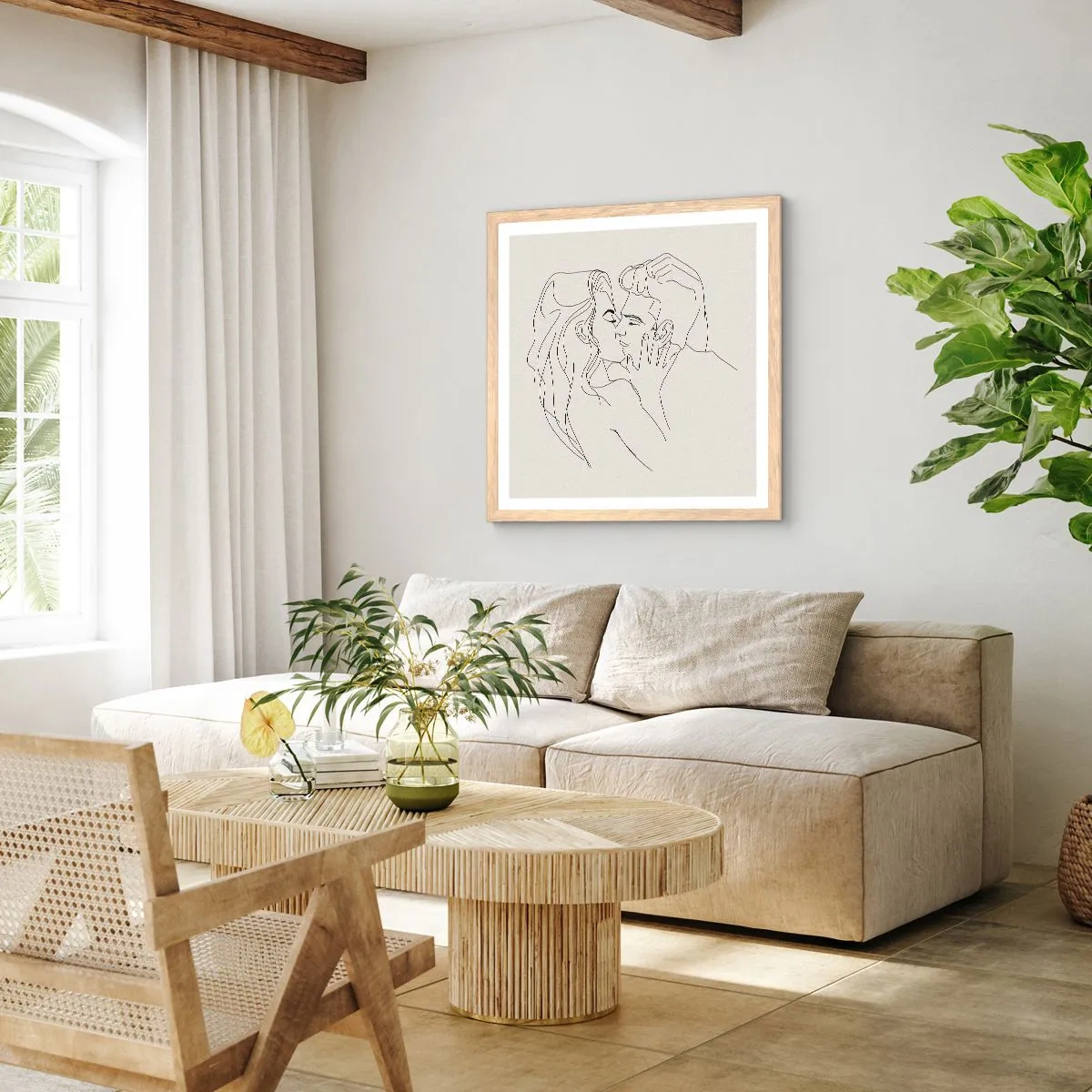 Plakat i ramme af lyst egetræ - Forviklet i følelser - 30x30 cm