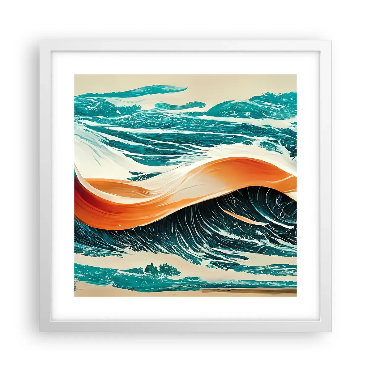Plakat i hvid ramme - Surferens drøm - 40x40 cm