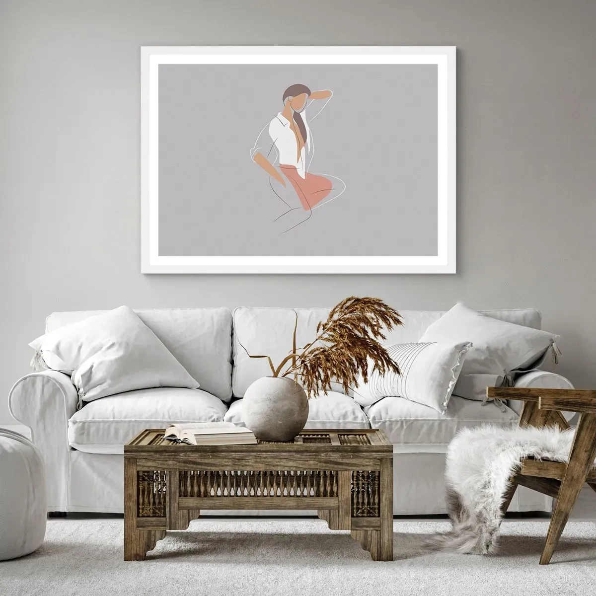 Plakat i hvid ramme - Omrids af nåde - 100x70 cm
