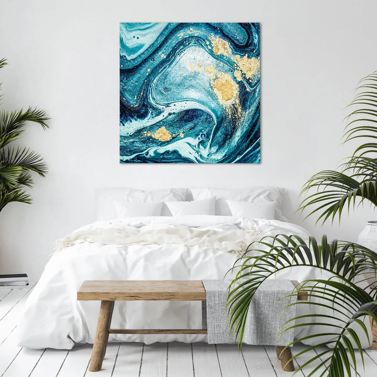 Lærredstryk - Billede på lærred - Blå boblebad - 70x70 cm