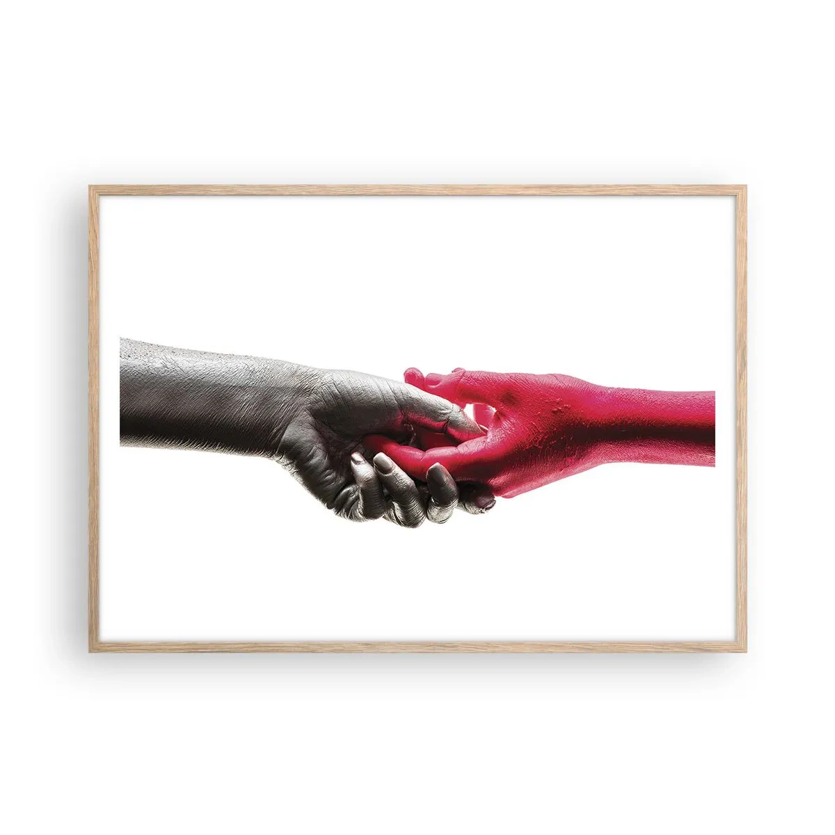 Plakat i ramme af lyst egetræ - Sammen, om end forskellige - 100x70 cm