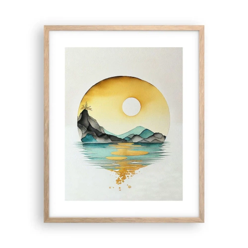 Plakat i ramme af lyst egetræ - I en cirkel af skønhed - 40x50 cm