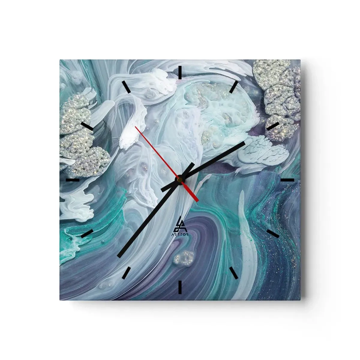 Vægur, Uret - Strømme af blå - 30x30 cm