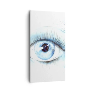 Lærredstryk - Billede på lærred - Fordyb dig i det blå i dit blik - 55x100 cm