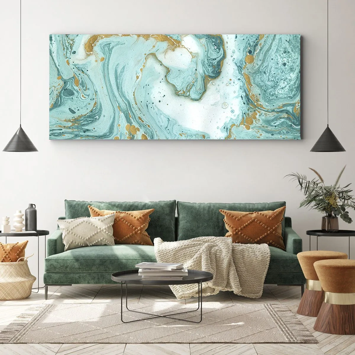 Lærredstryk - Billede på lærred - Under den store bølge i Edo-perioden - 100x40 cm