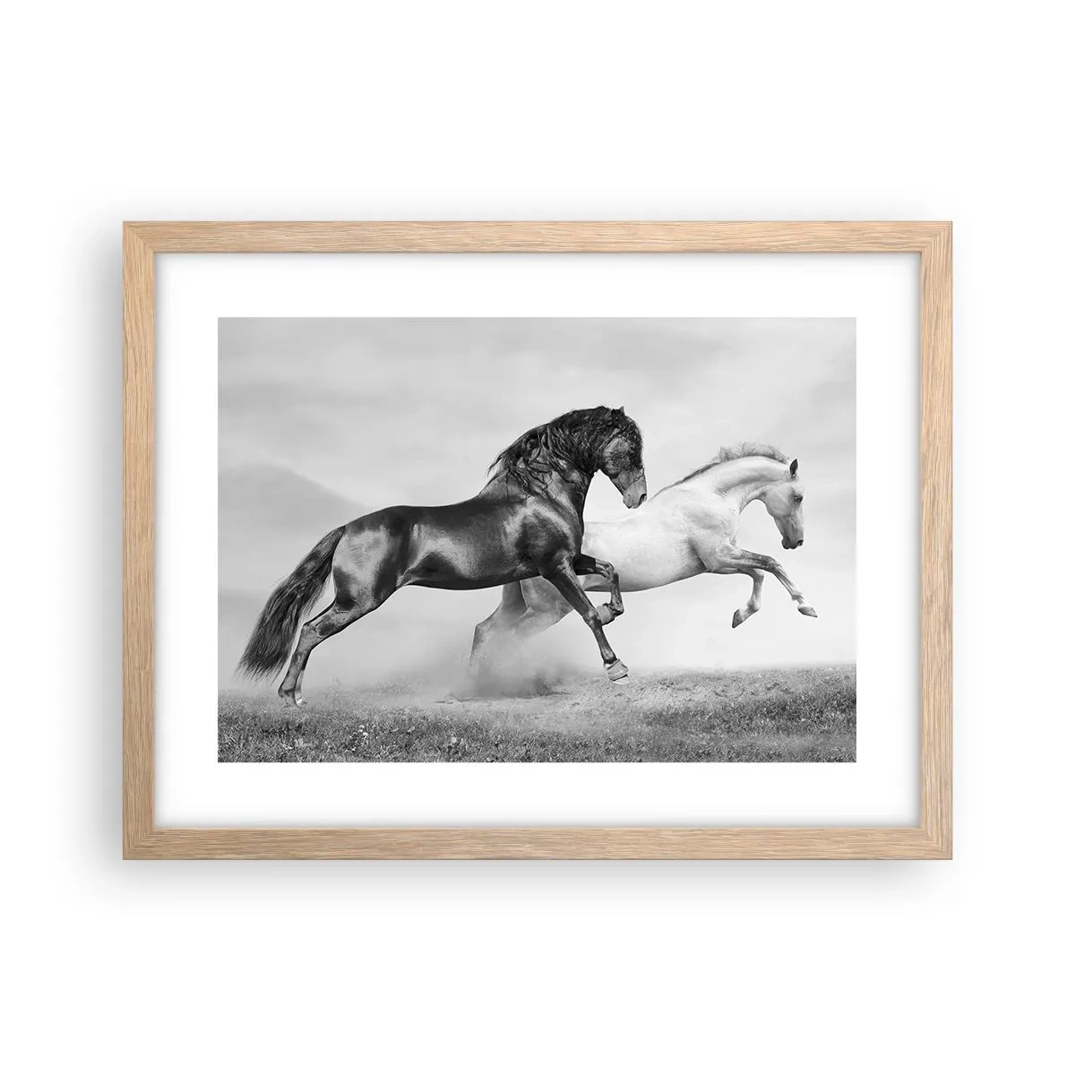 Plakat i ramme af lyst egetræ - Engle og dæmoner - 40x30 cm