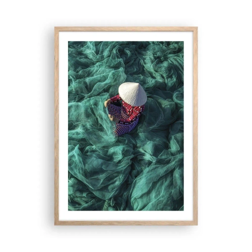 Plakat i ramme af lyst egetræ - I et hav af lys - 50x70 cm