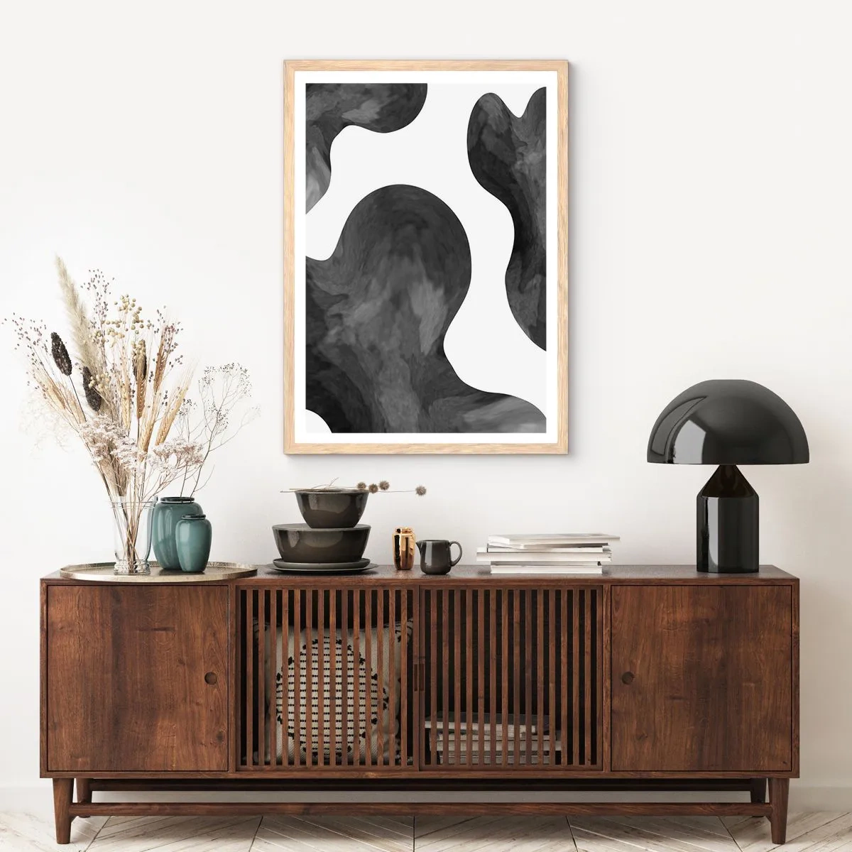 Plakat i ramme af lyst egetræ - Mælkevejen - 40x50 cm