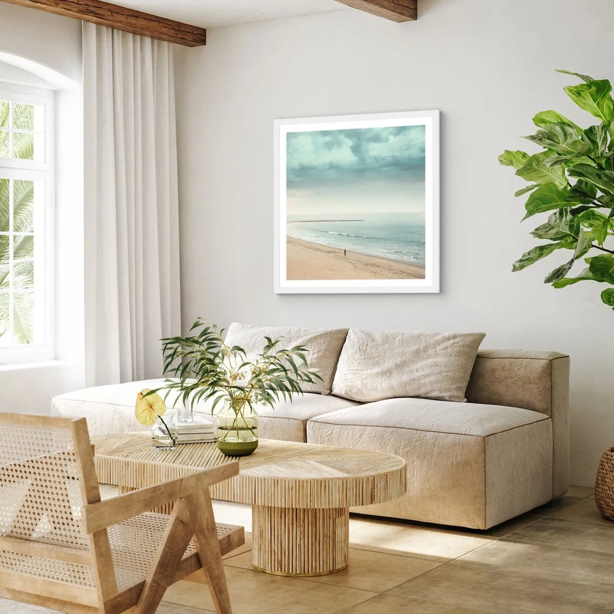 Plakat i hvid ramme - På jagt efter fred - 40x40 cm