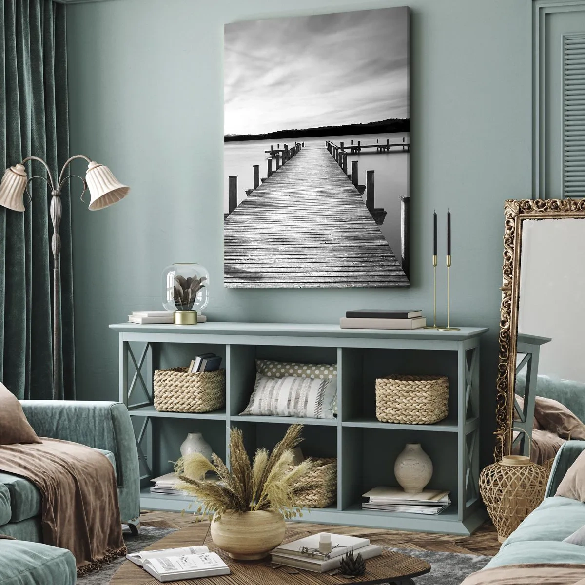 Lærredstryk - Billede på lærred - På vandhullet - fred - 80x120 cm