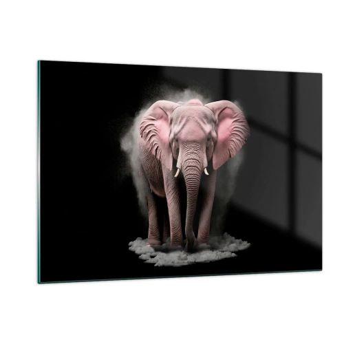 Billede på glas - Tænk ikke på en lyserød elefant! - 120x80 cm