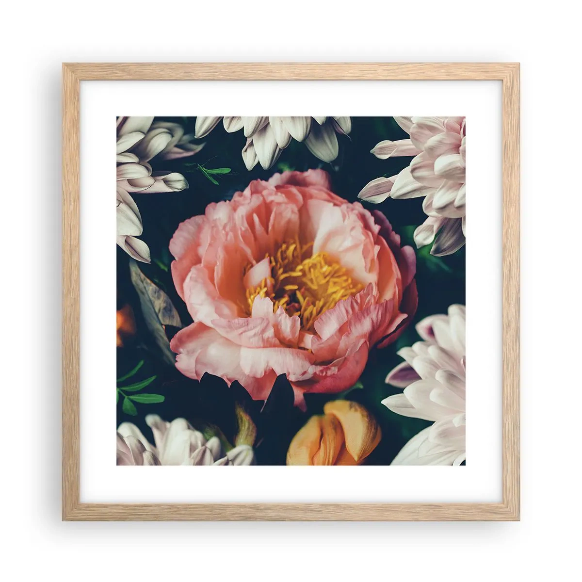 Plakat i ramme af lyst egetræ - Med barok pragt - 40x40 cm
