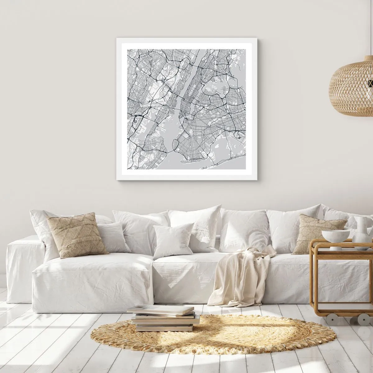 Plakat i hvid ramme - Anatomi af en storby - 30x30 cm