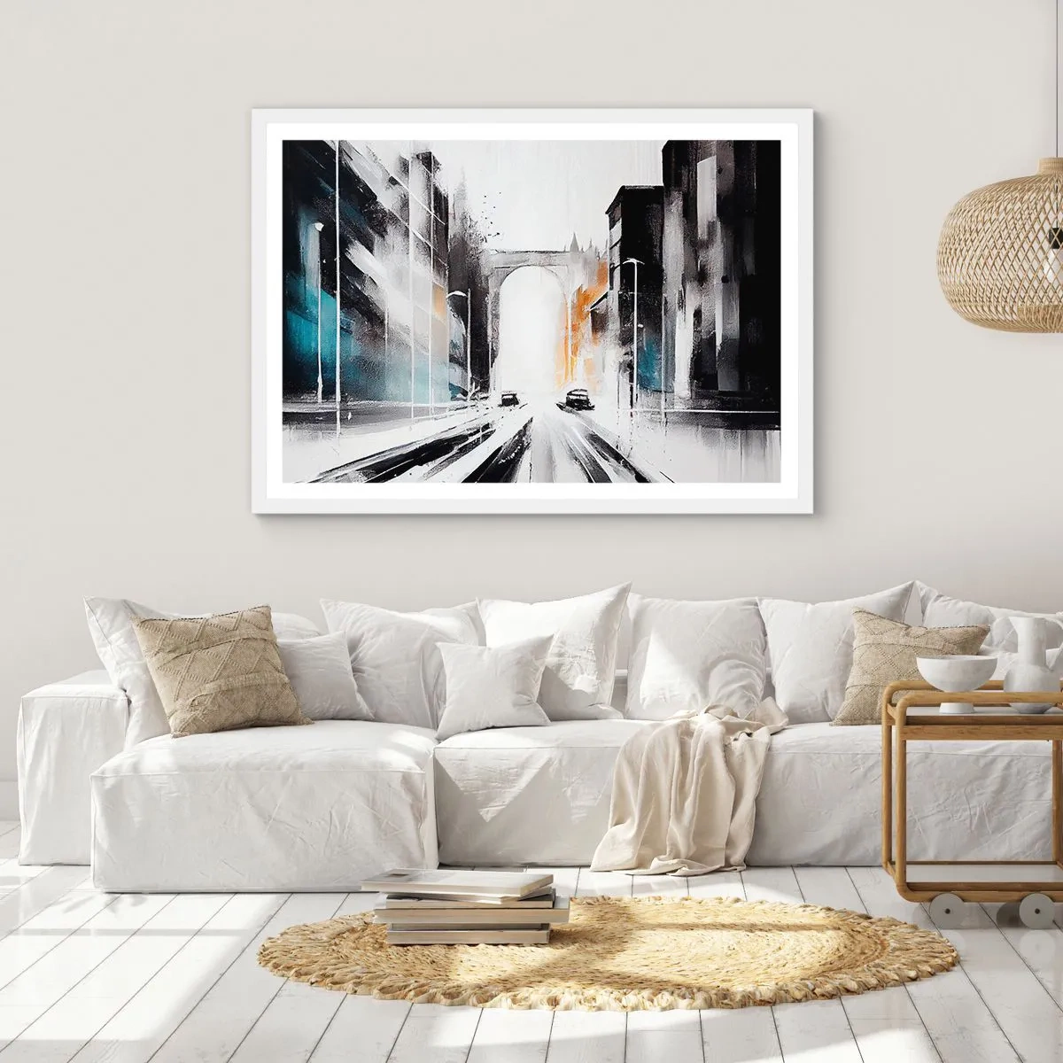 Plakat i hvid ramme - Bystudie: arkitektur og bevægelse - 50x40 cm