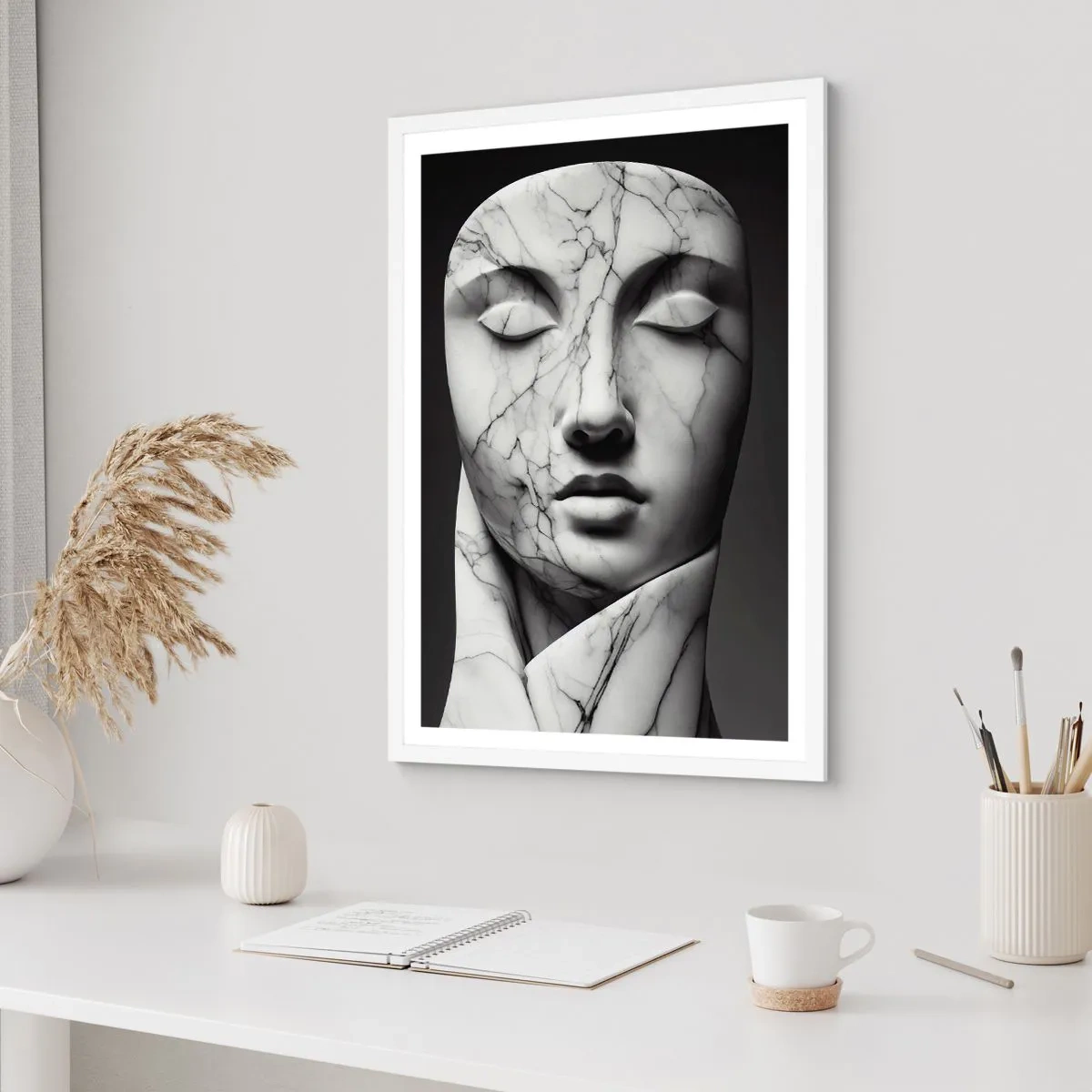 Plakat i hvid ramme - Former af marmor - 30x40 cm