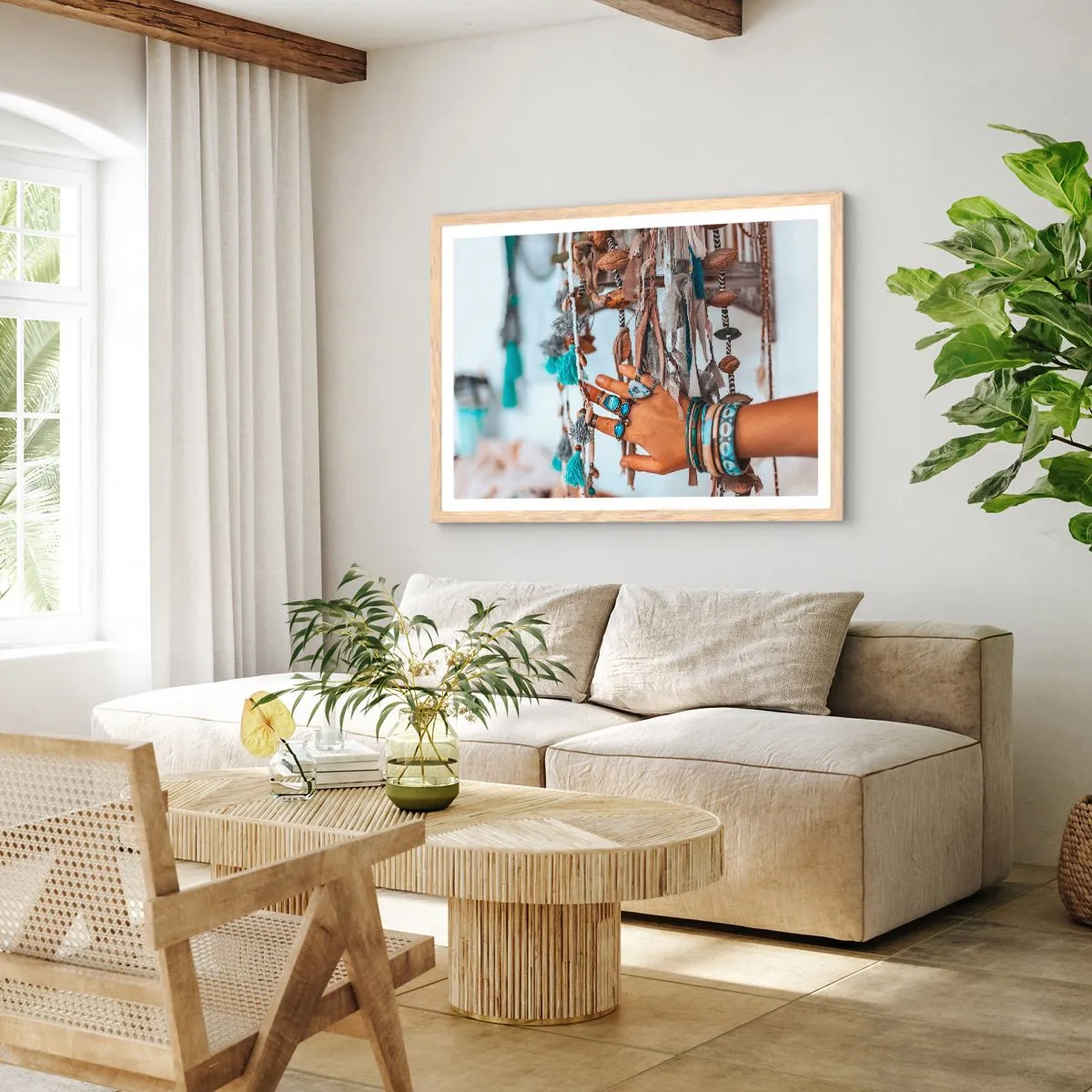 Plakat i ramme af lyst egetræ - Lokale skatte - 100x70 cm