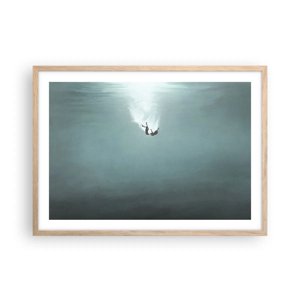 Plakat i ramme af lyst egetræ - I havets favntag - 70x50 cm
