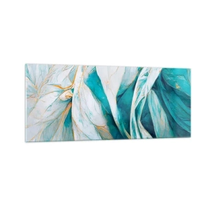 Billede på glas - Blå abstraktion med et guldmotiv - 100x40 cm