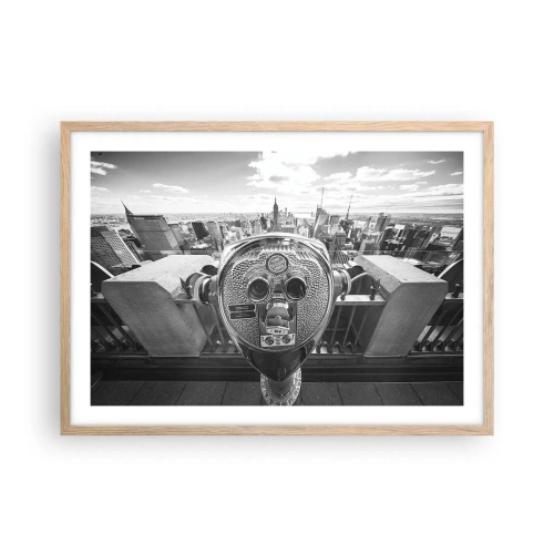 Plakat i ramme af lyst egetræ - Byen over byer - 70x50 cm