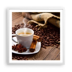 Plakat i hvid ramme - Krydret smag og aroma - 60x60 cm