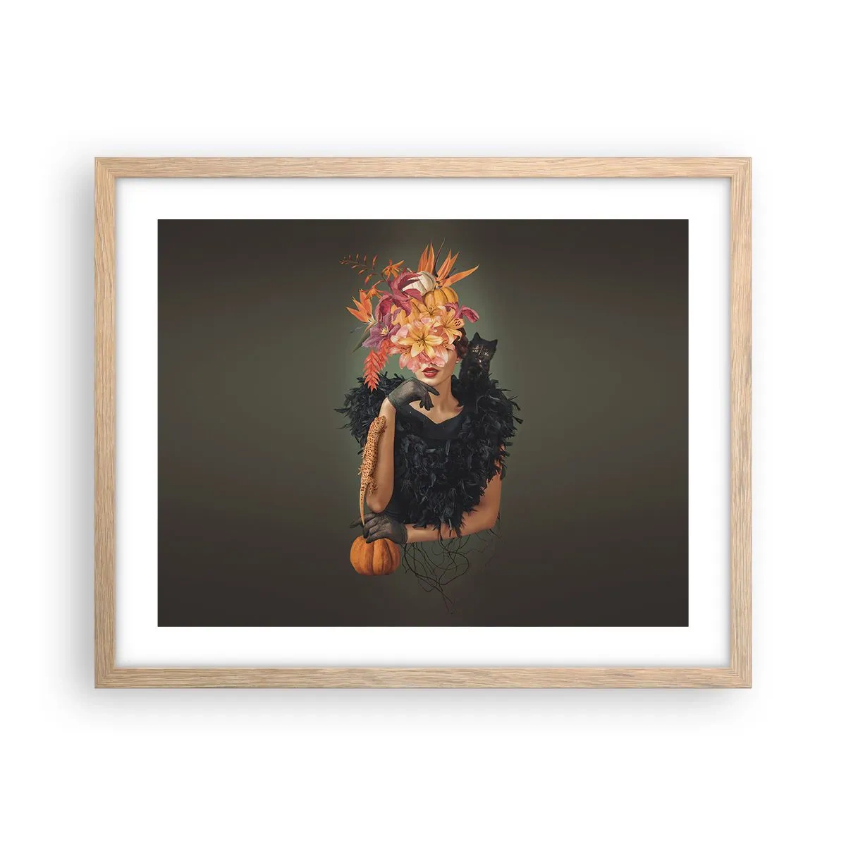 Plakat i ramme af lyst egetræ - Heksens fortryllelse - 50x40 cm