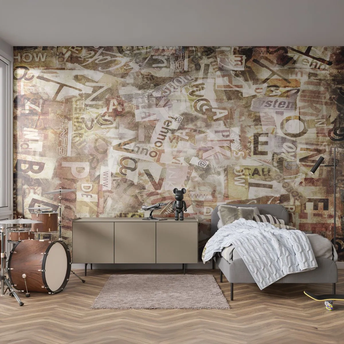Fototapet Standard Eco - Jeg forener snakkehovederne - Graffiti, Vægmaleri, Stykke - 200x140 cm