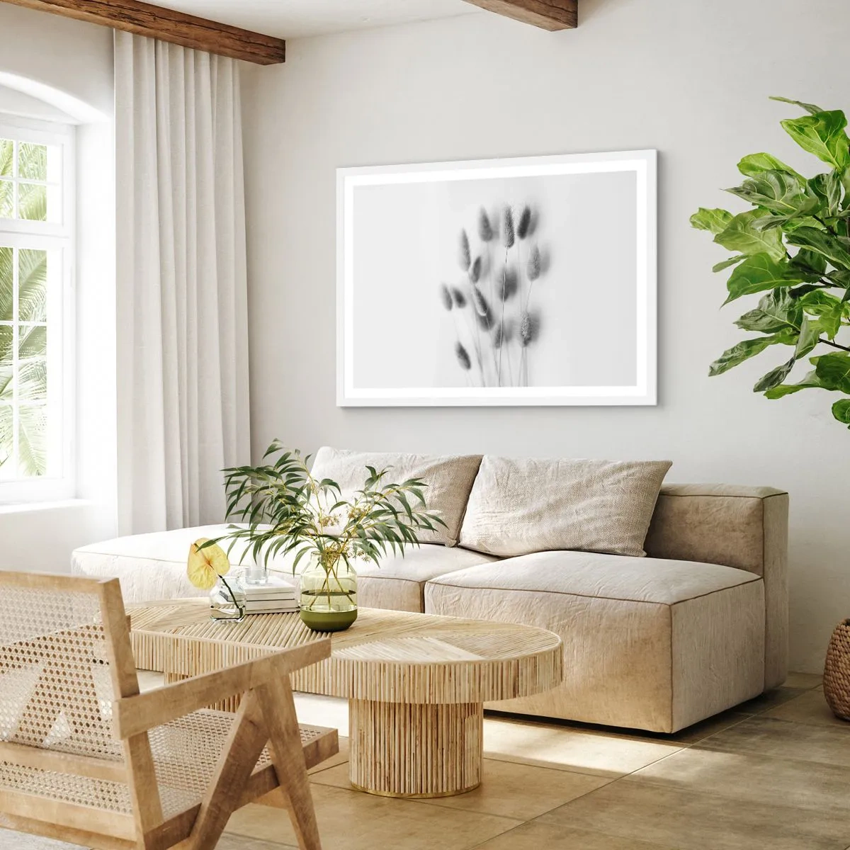 Plakat i hvid ramme - Dens bløde græs - 91x61 cm