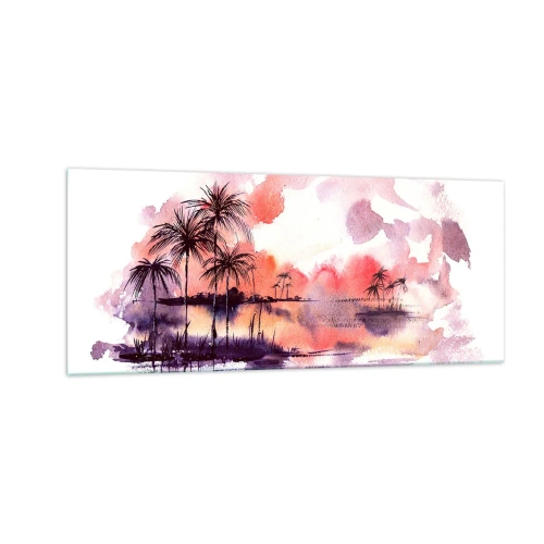 Billede på glas - Tropernes ro i rødt - 100x40 cm