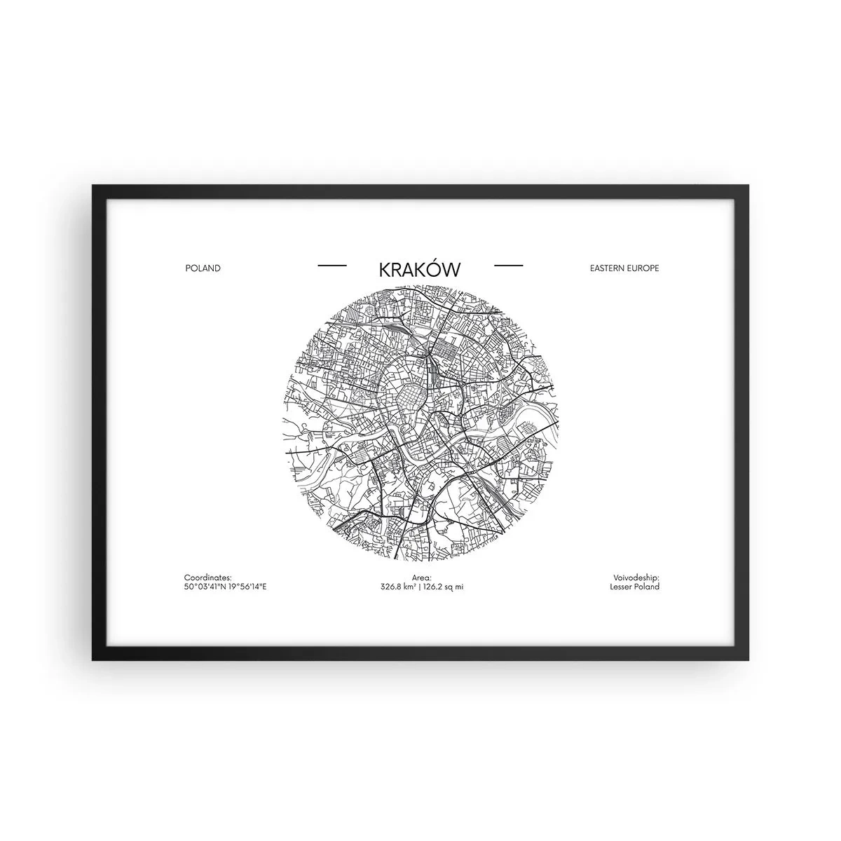 Plakat i sort ramme - Krakows anatomi - 70x50 cm