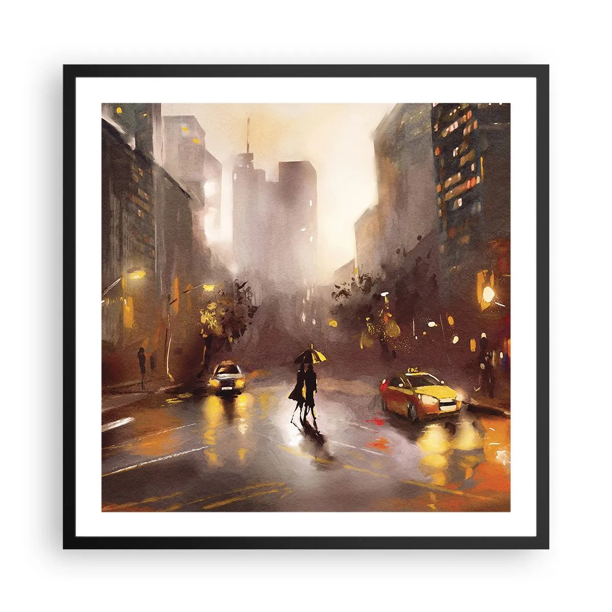 Plakat i sort ramme - Til New Yorks lys - 60x60 cm