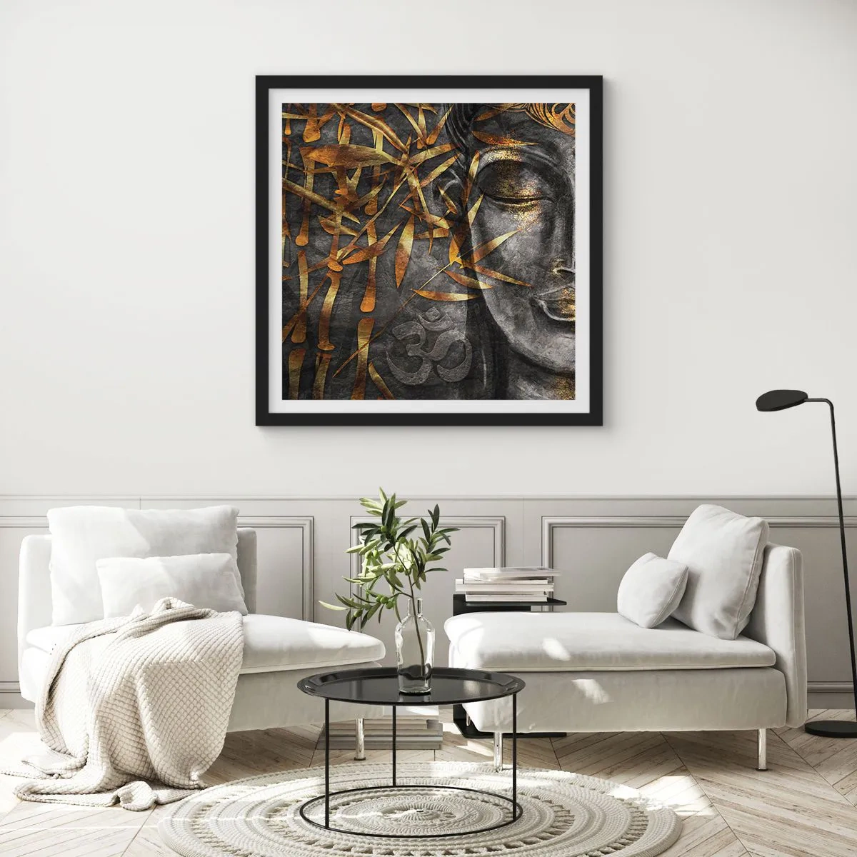 Plakat i sort ramme - Mærk freden - 40x40 cm