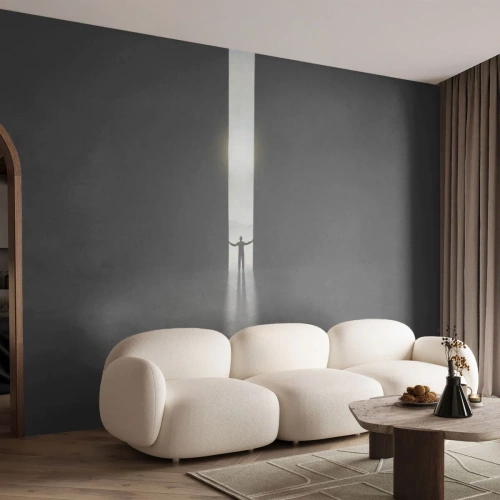 Fototapet Premium Sand - Et skridt mod en lys fremtid - Abstraktion, Mand, Stykke - 450x315 cm