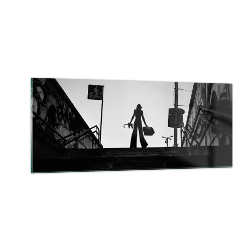 Billede på glas - Vandring i byen - 100x40 cm
