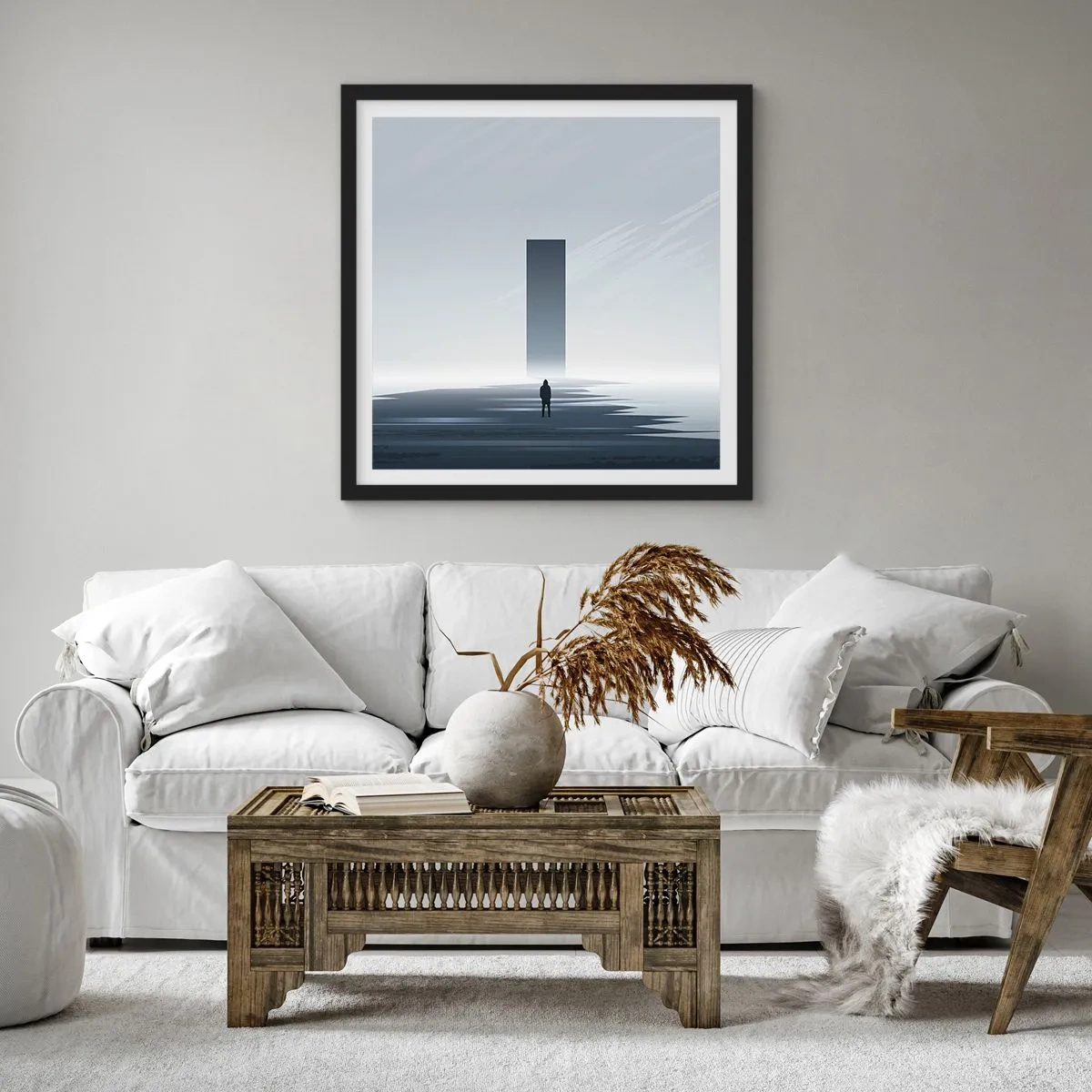 Plakat i sort ramme - Mulighed eller trussel? - 50x50 cm