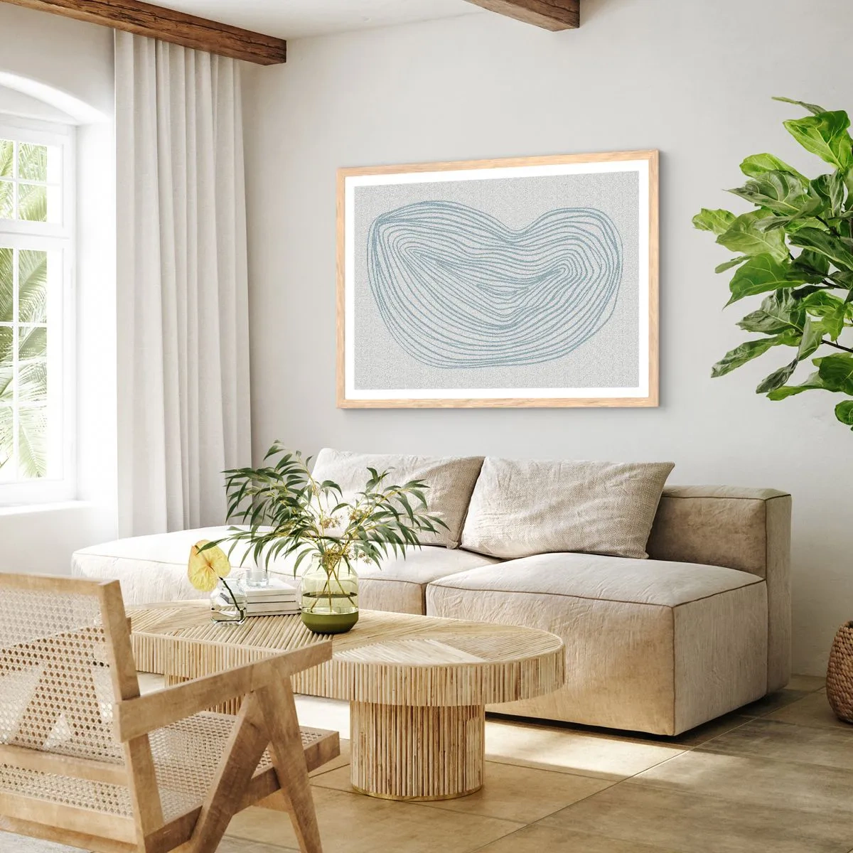 Plakat i ramme af lyst egetræ - Smil fra en dråbe - 40x30 cm