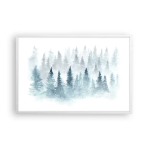Plakat i hvid ramme - Indhyllet i tåge - 91x61 cm