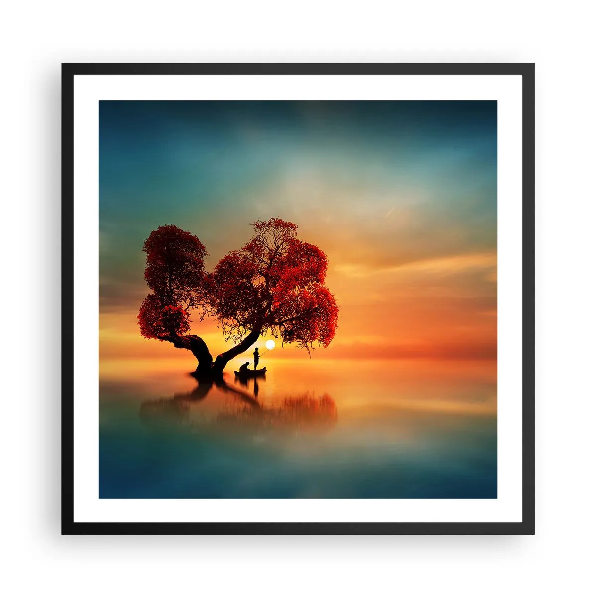 Plakat i sort ramme - Fjern og tavs verdensløshed - 60x60 cm